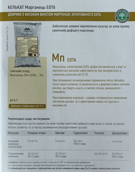 Мікродобриво Келькат Марганець Вітера Atlantica Іспанія (Mn 13) 1кг. agr_000674 фото